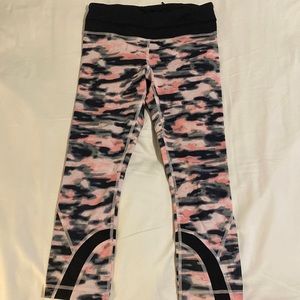 Pink and Black Lululemon Capris, Size 4